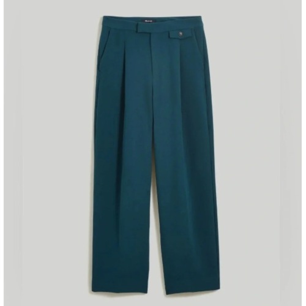 MADEWELL Rosedale High Rise Pleated Wide Leg Trousers Spruce Green Sz 4
